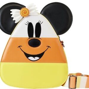 LOUNGEFLY Disney Mickey and Minnie Mouse Candy Corn Crossbody Bag